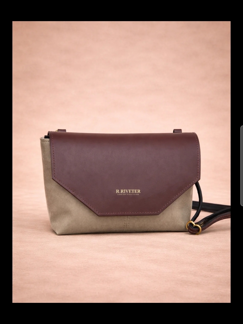 R. Riveter "Patton" Brown/Army Green Leather Crossbody Bag -OS - Made In 🇺🇸